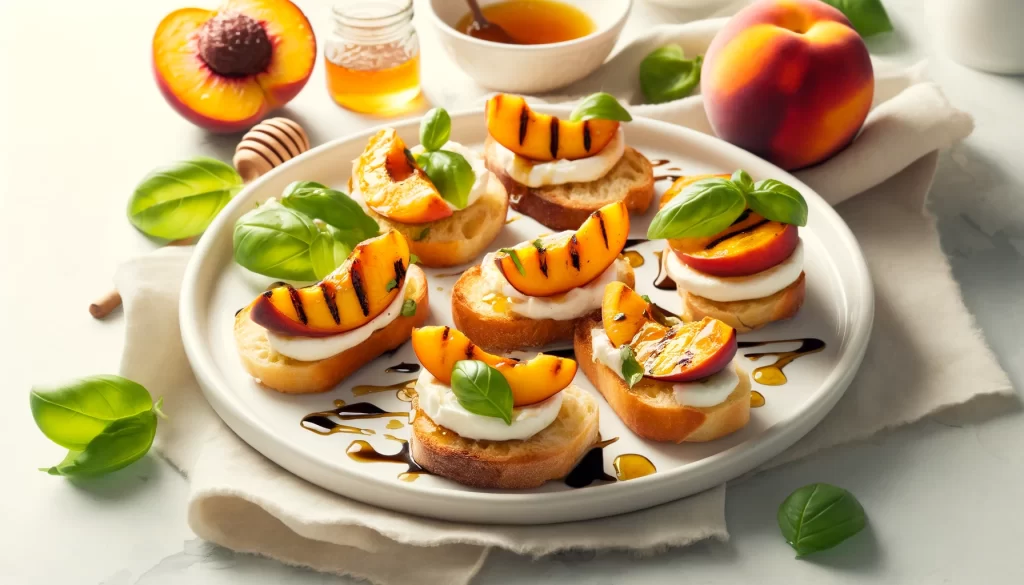 Grilled Peach and Burrata Crostini 1