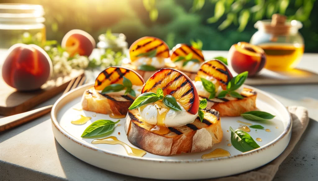 Grilled Peach and Burrata Crostini 2