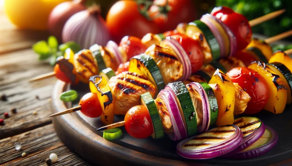 Grilled Chicken and Vegetable Skewers Ai generated image 2