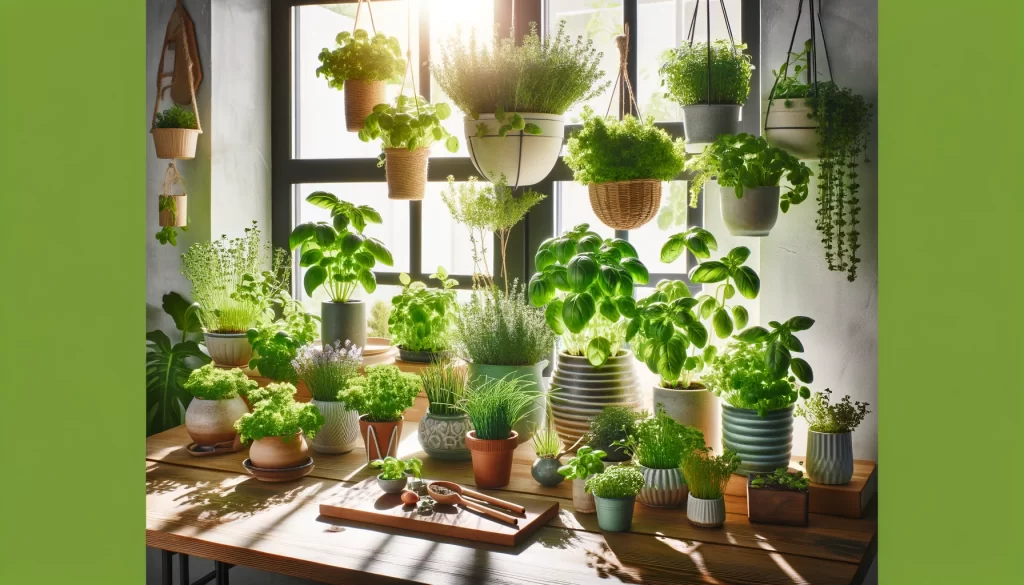 Indoor herb garden Ai generated image