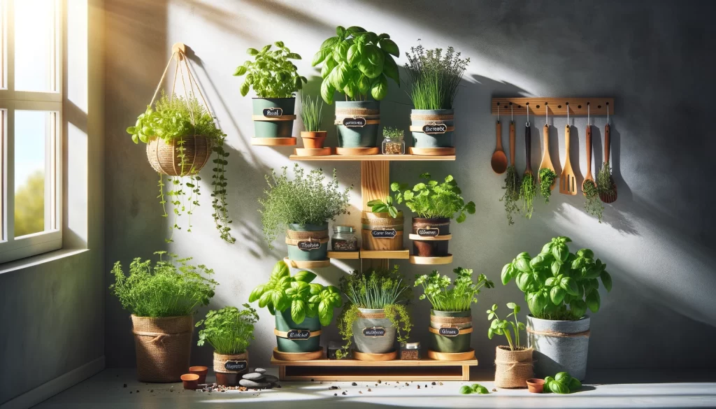 Indoor herb garden example Ai generated image