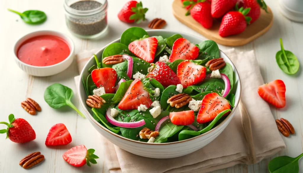 Strawberry Spinach Salad with Poppy Seed Dressing Ai generated image