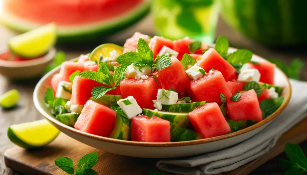 Watermelon Feta Salad with Mint Ai generated image 2